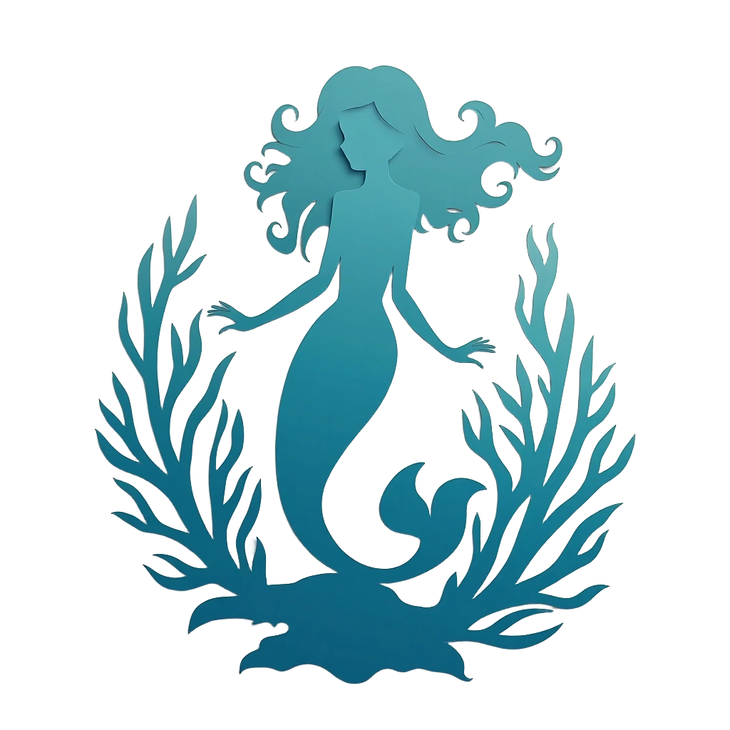 Mermaid Silhouette with Seaweed Frame